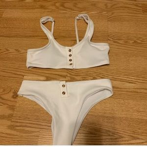 White Zaful Ribbed Bikini Set
